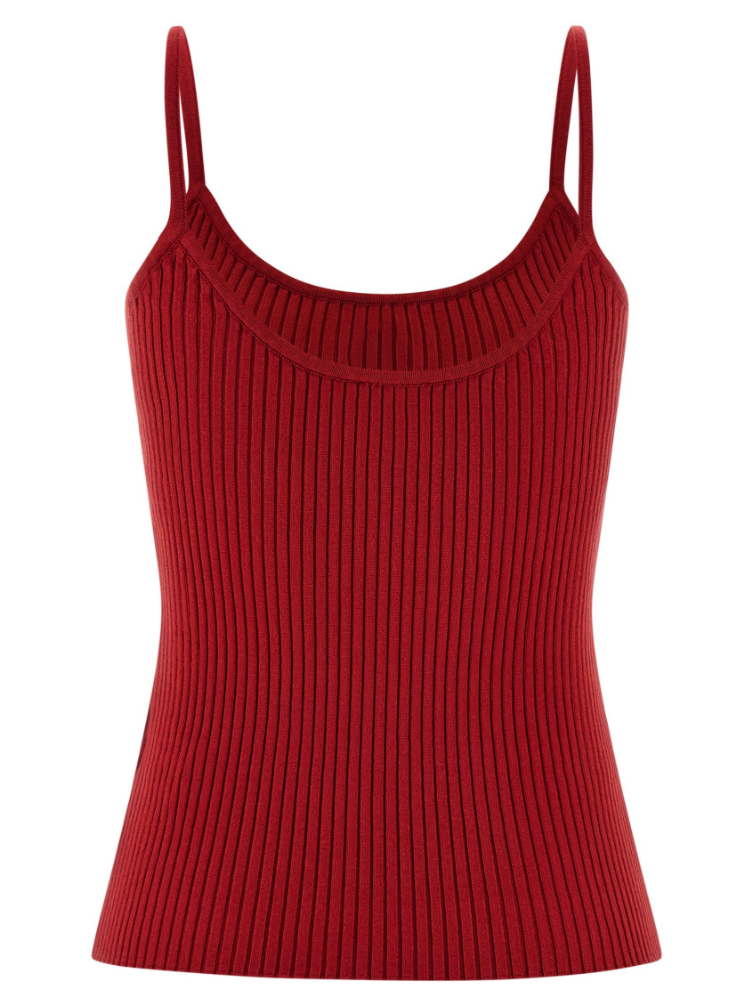 Red Knitted Scoop Neck Top
