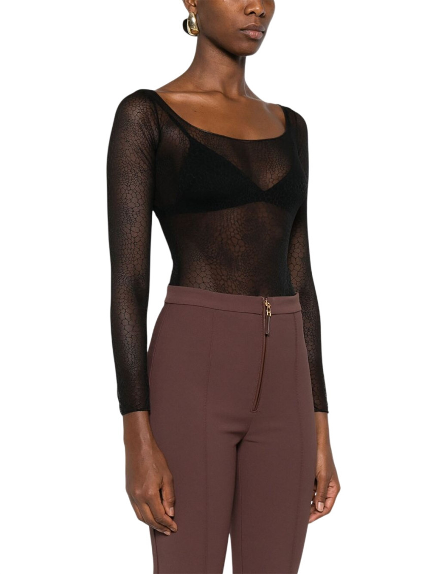 Black Scoop Neck Top Swimwear