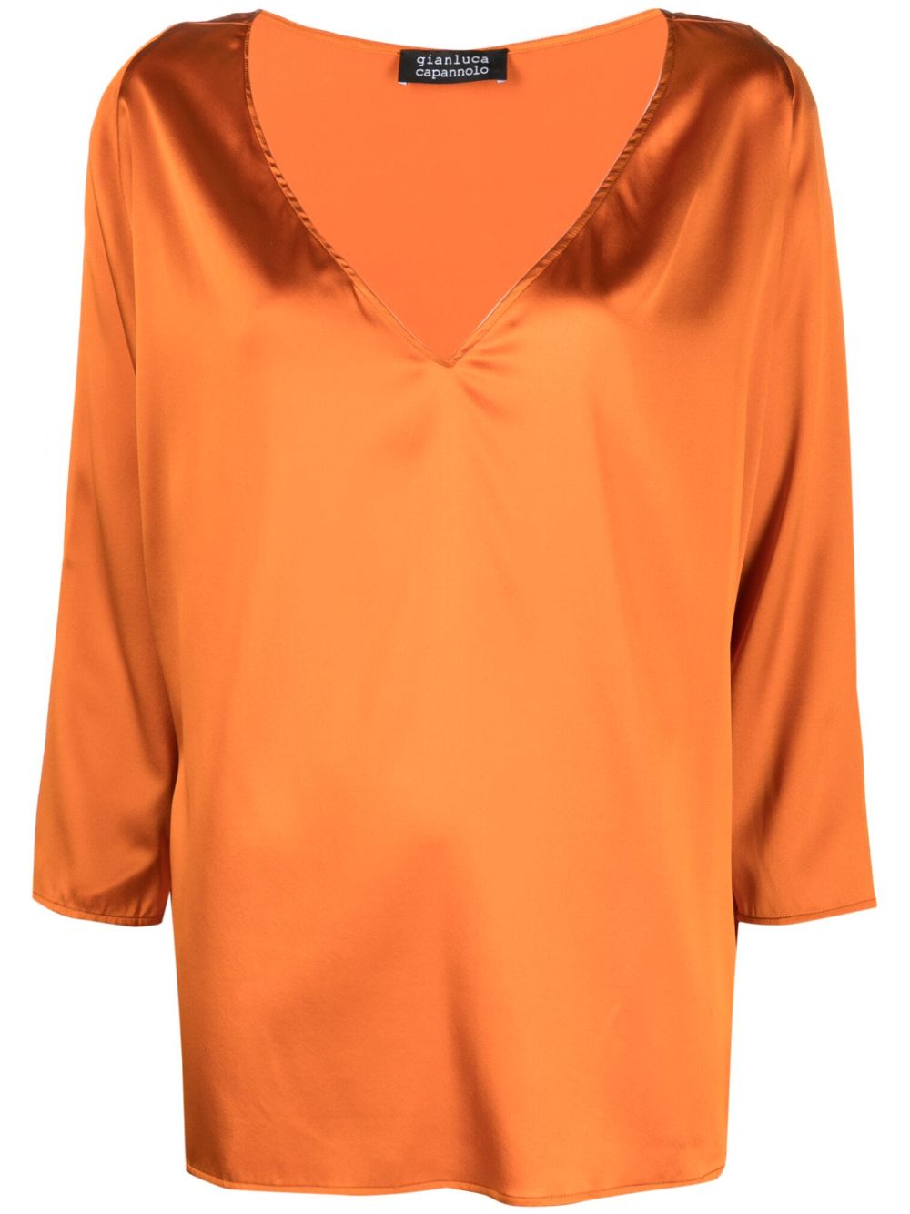 Nathalie V-neck silk blouse - Orange