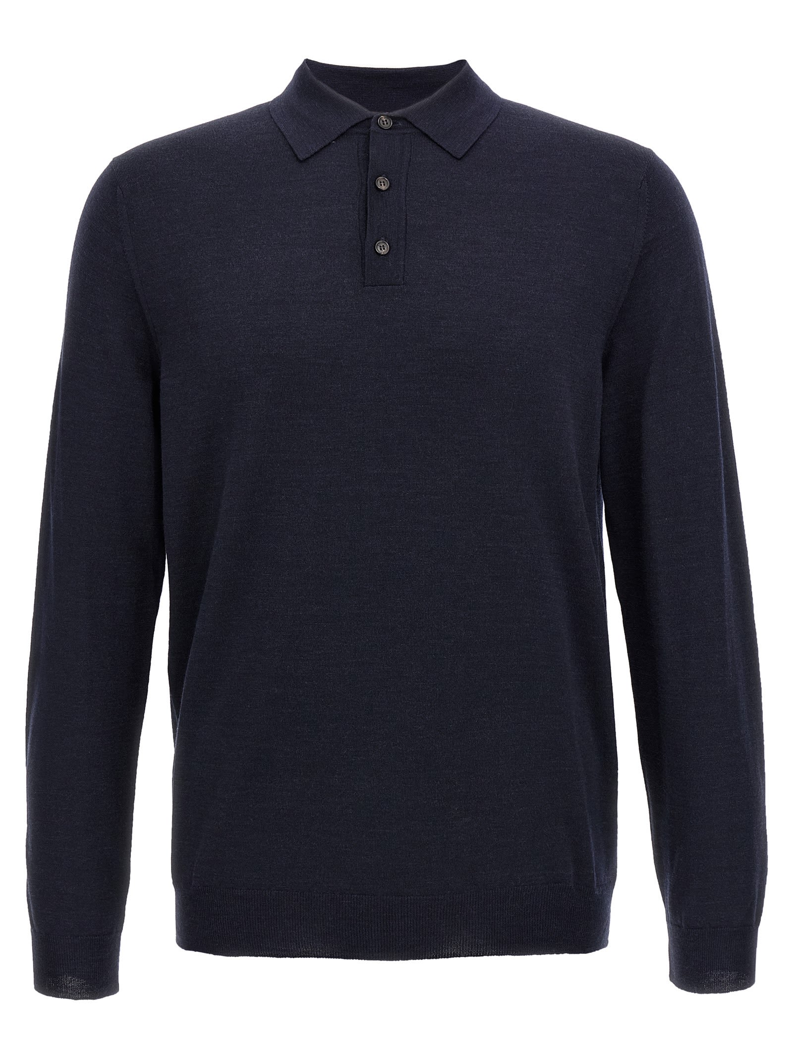 Blue Wool Polo Shirt
