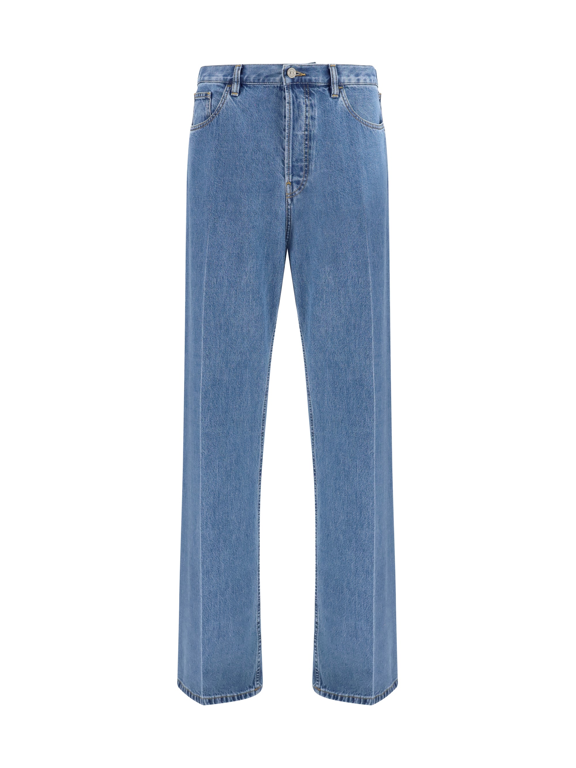 Straight-Leg Denim Jeans — Blue