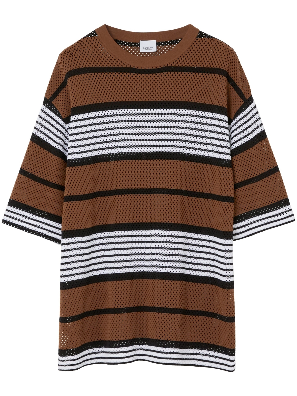 Stripe-print oversized T-shirt - Brown