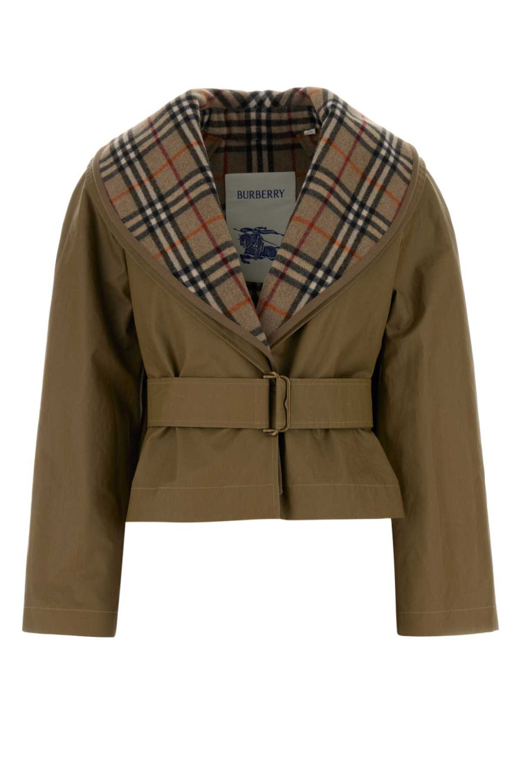 Cropped Cotton Jacket With Check Quilting