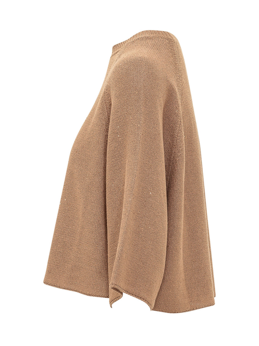Beige Knitted Crew Neck Sweater