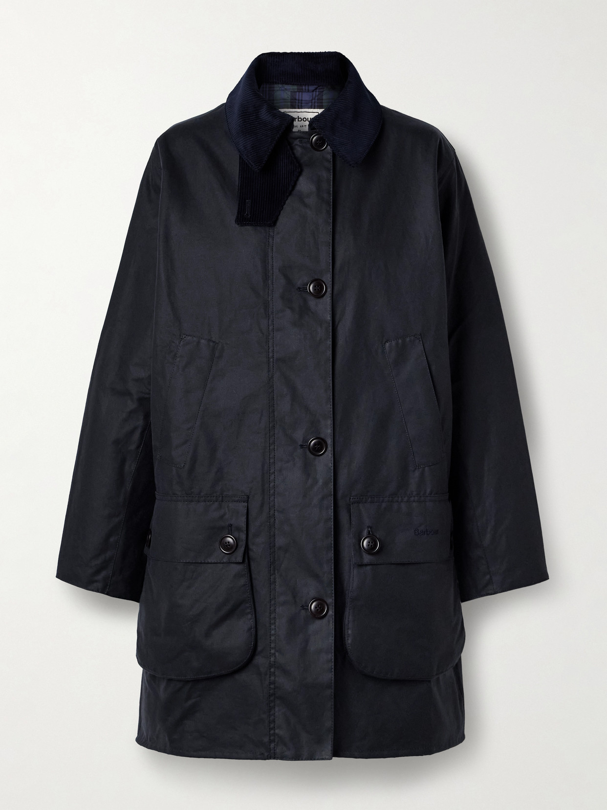+ The Edit By Alexa Loren Corduroy-trimmed Waxed-cotton Jacket - Blue