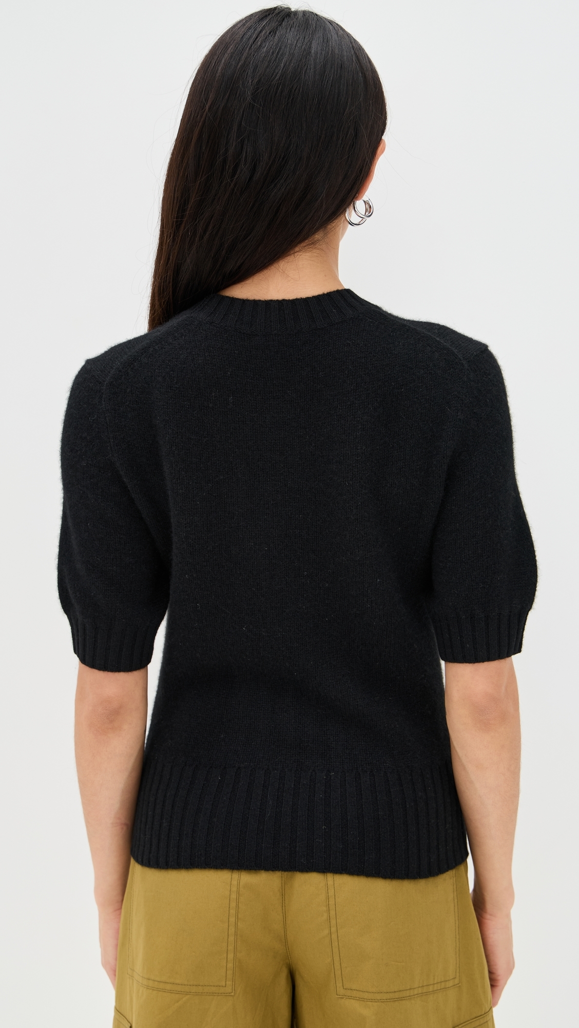 White + Warren Cashmere T-Shirt Sweater Black