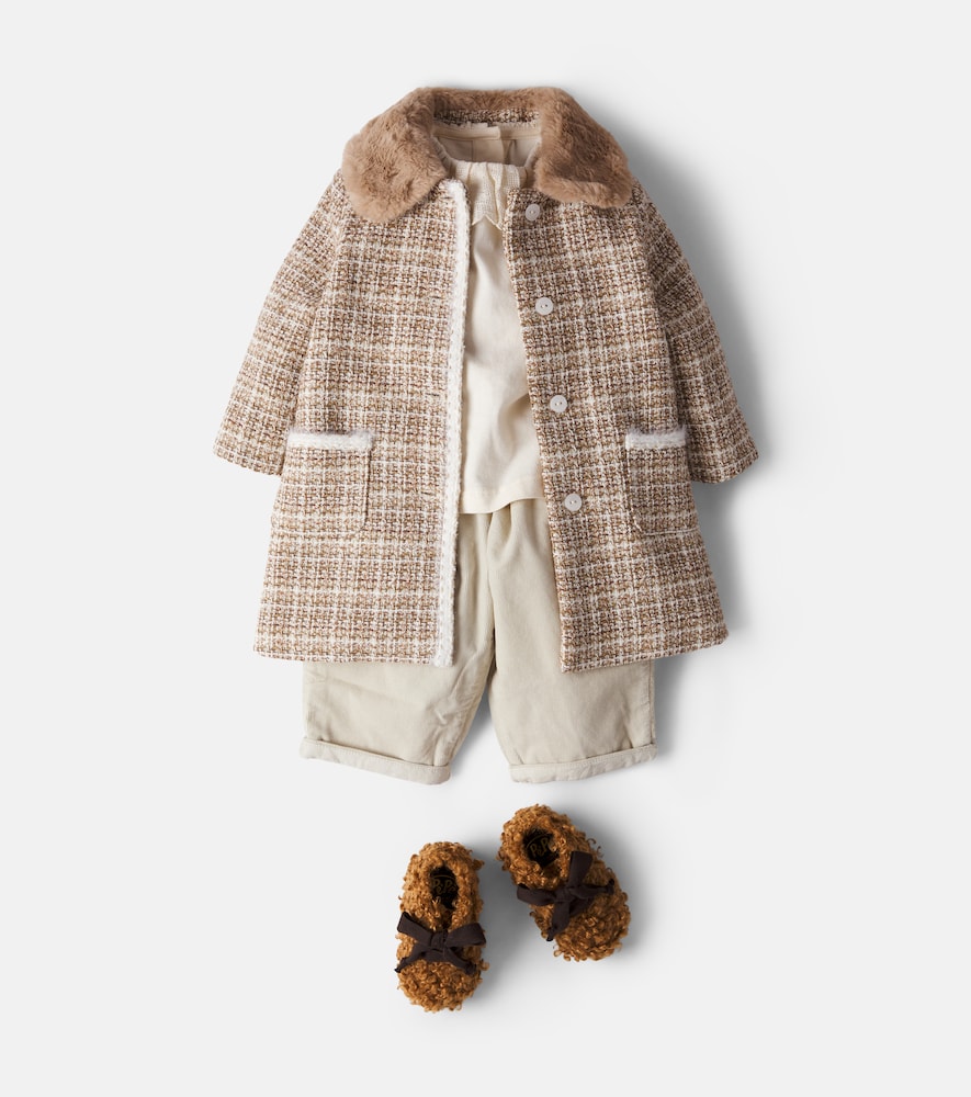 PèPè Baby bow-detail shearling booties