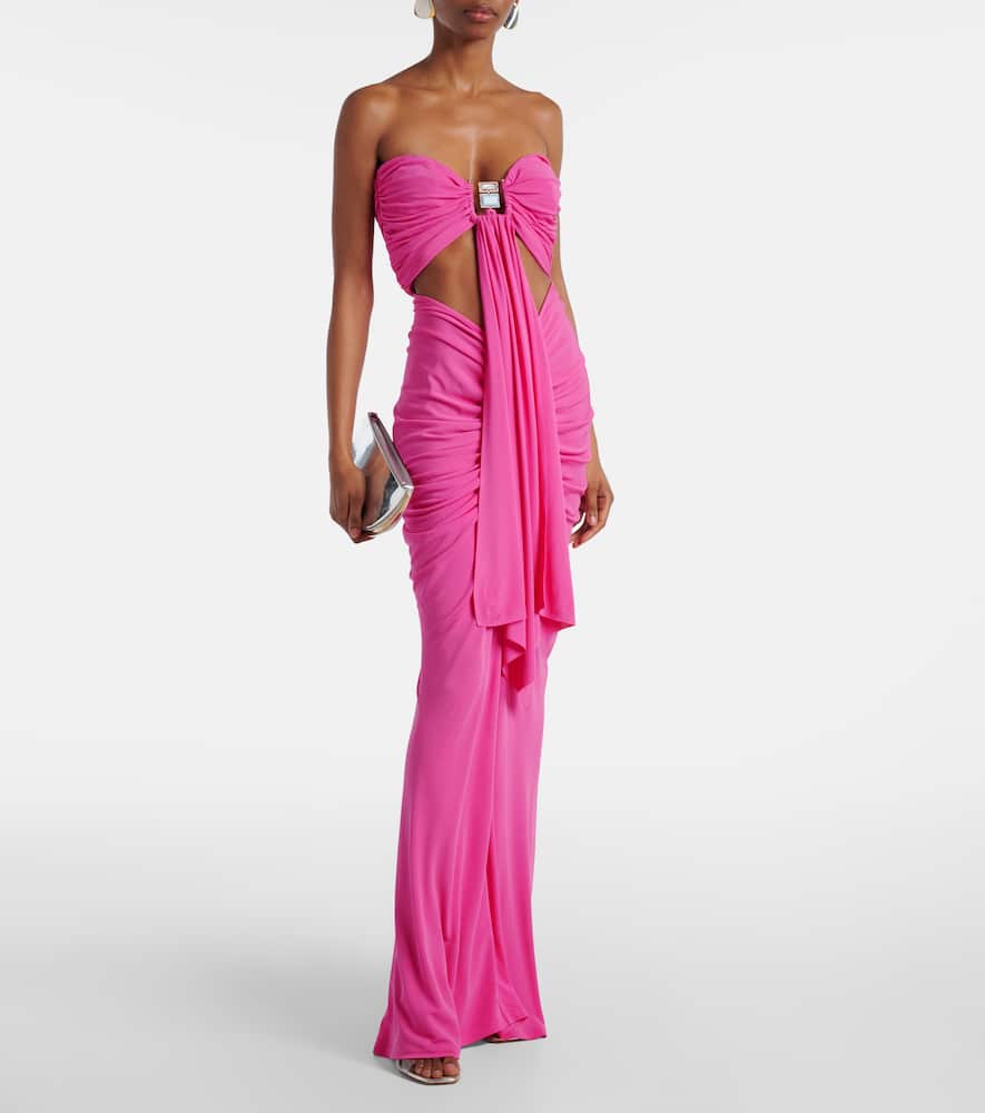 Embellished cutout jersey maxi dress