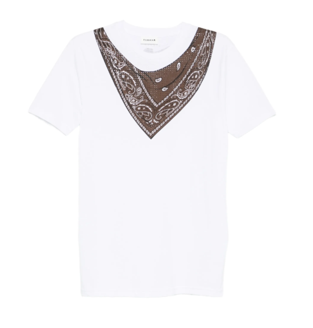 White V-Neck Printed T-Shirt