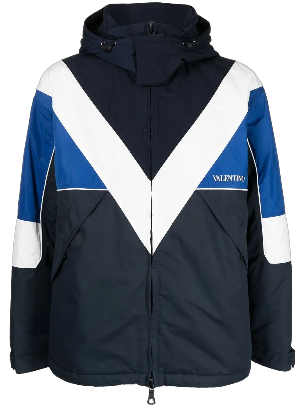 Logo-Print Color-Block Jacket — Blue