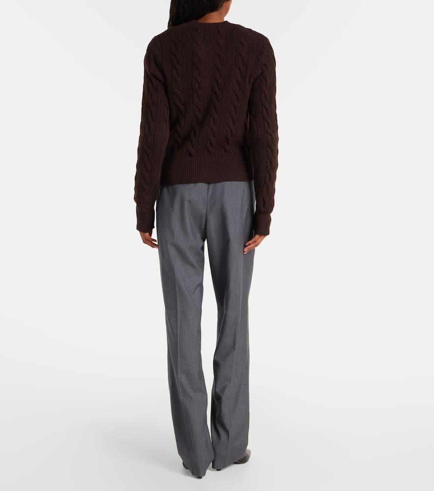 Cable-knit wool and cashmere cardigan