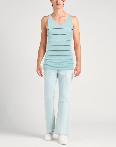 Man Tank top Turquoise Size L/XL Linen, Viscose, Cotton