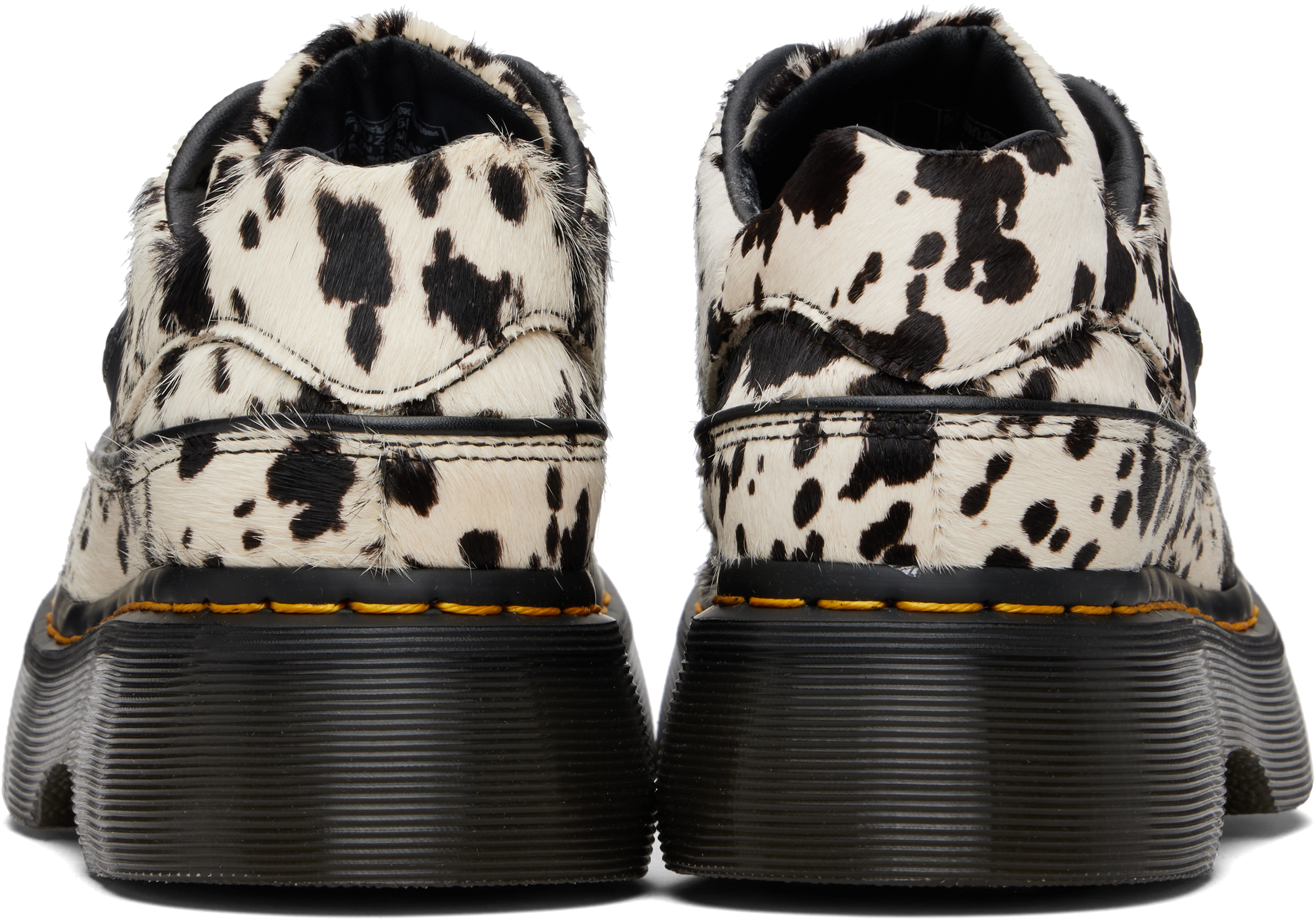 Black & White Buzz 5-Eye Dalmatian Hair On Leather Derbys