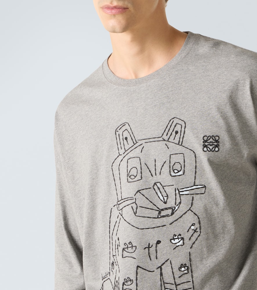 X Louis Wain embroidered cotton jersey T-shirt
