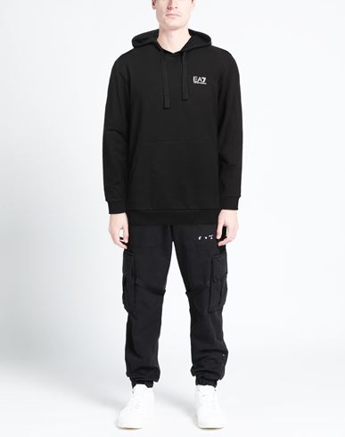 Man Sweatshirt Black Size XL Cotton, Elastane