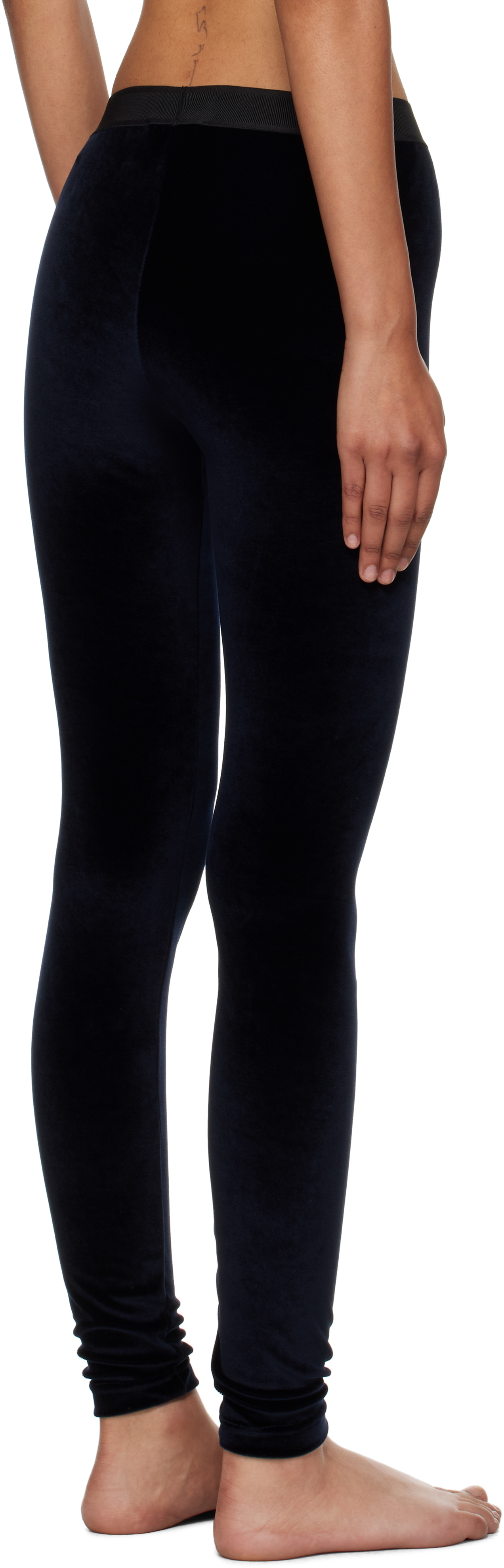 Navy Lustrous Velour Signature Leggings