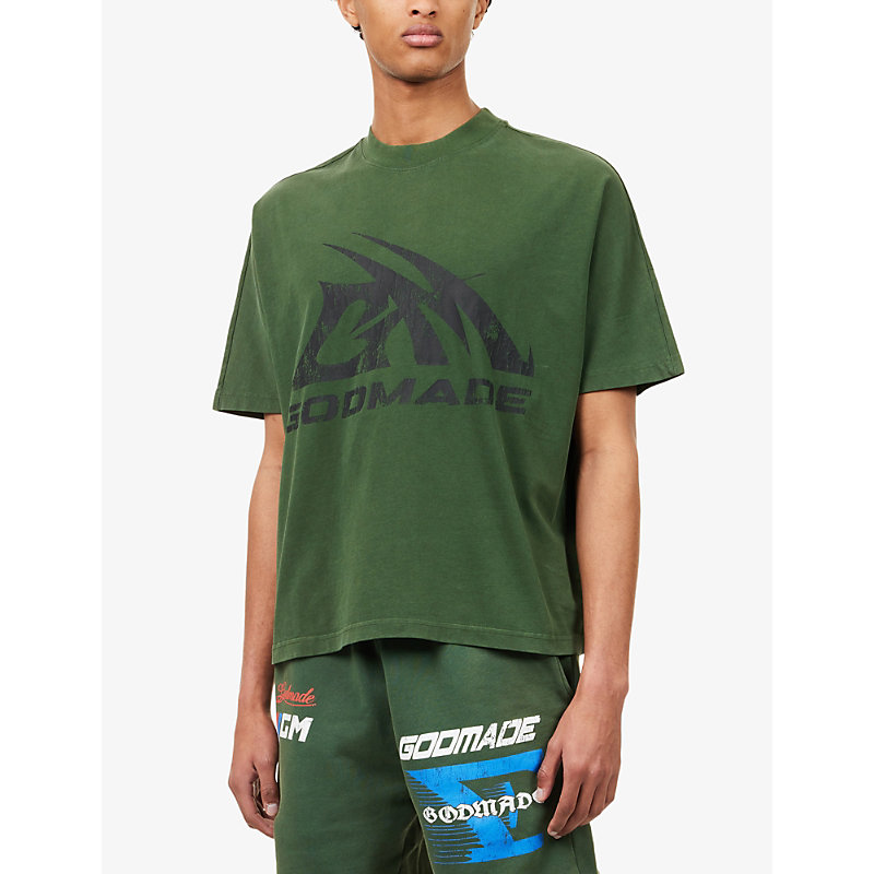 Mens Logo-Print Crew-Neck Cotton T-Shirt