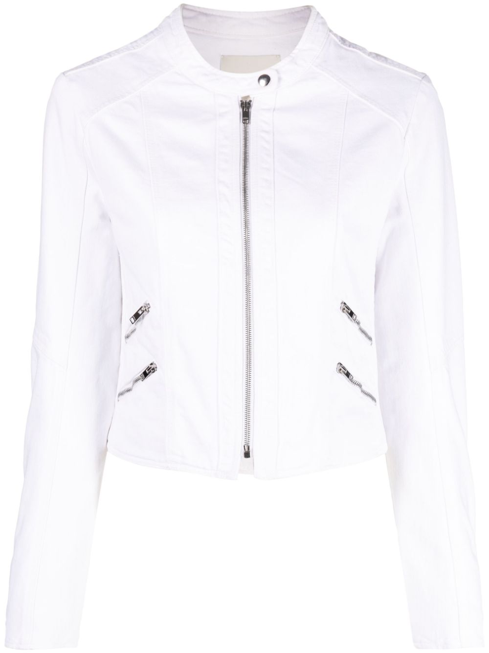 Leys band-collar denim jacket - White