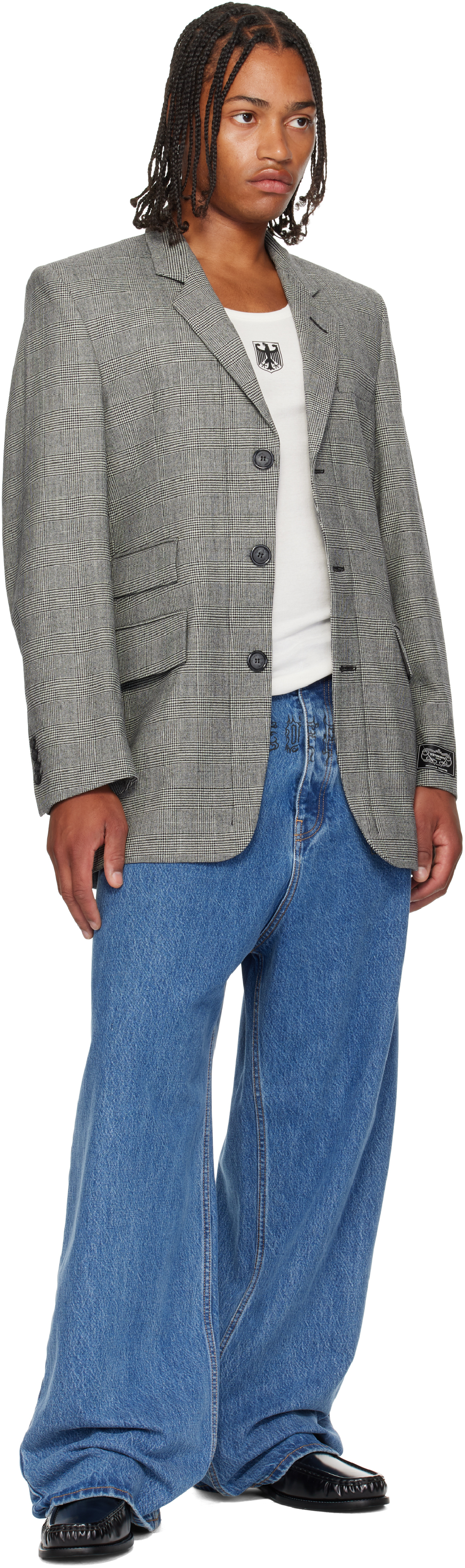 Gray Fitted Zip Tailored Blazer
