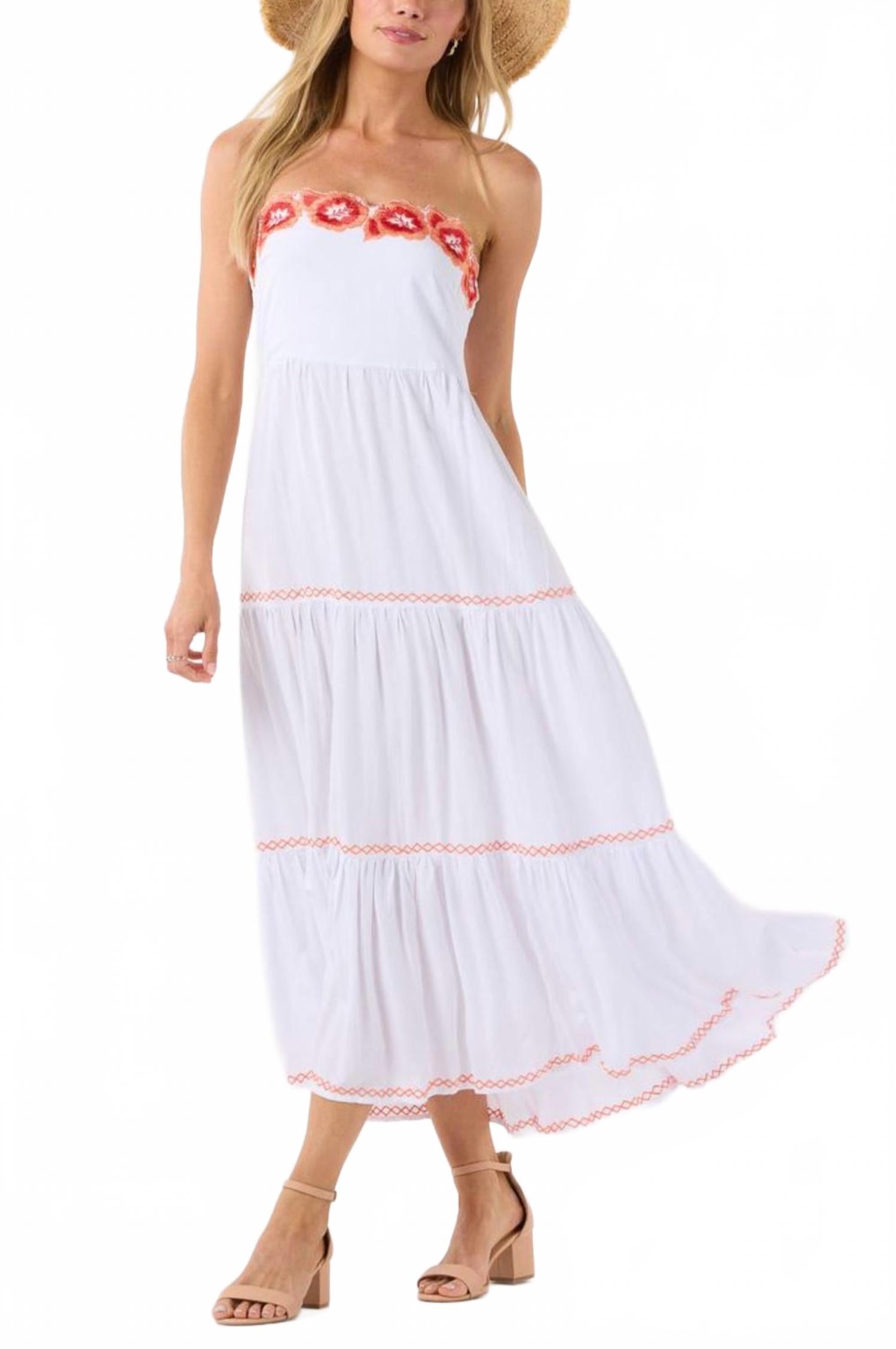 Seaspray Strapless Maxi Dress In White