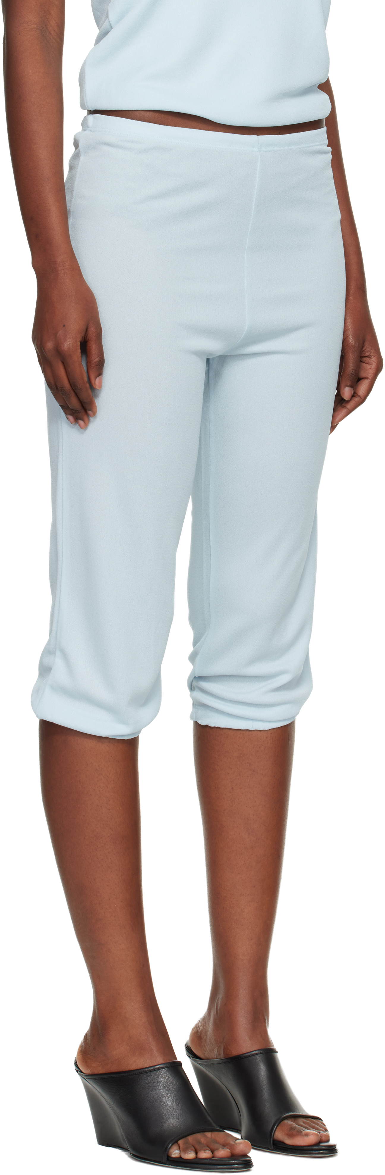 Blue Double Face Crêpe Jersey Dance Corsaire Lounge Pants