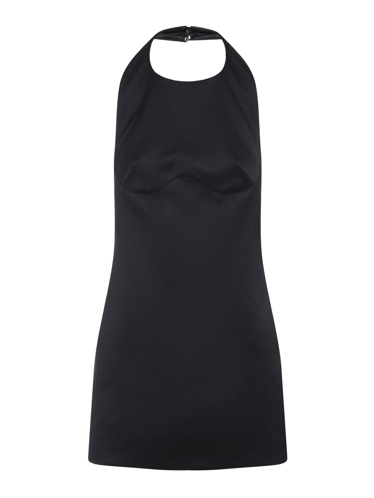 Elisabetta Franchi - halter neck satin mini dress chain back