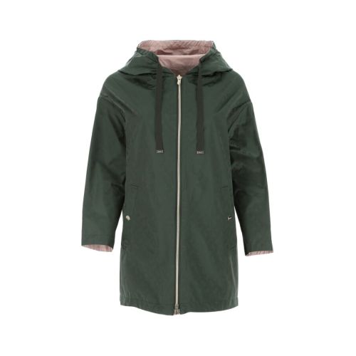 Jacquard hooded coat - Black