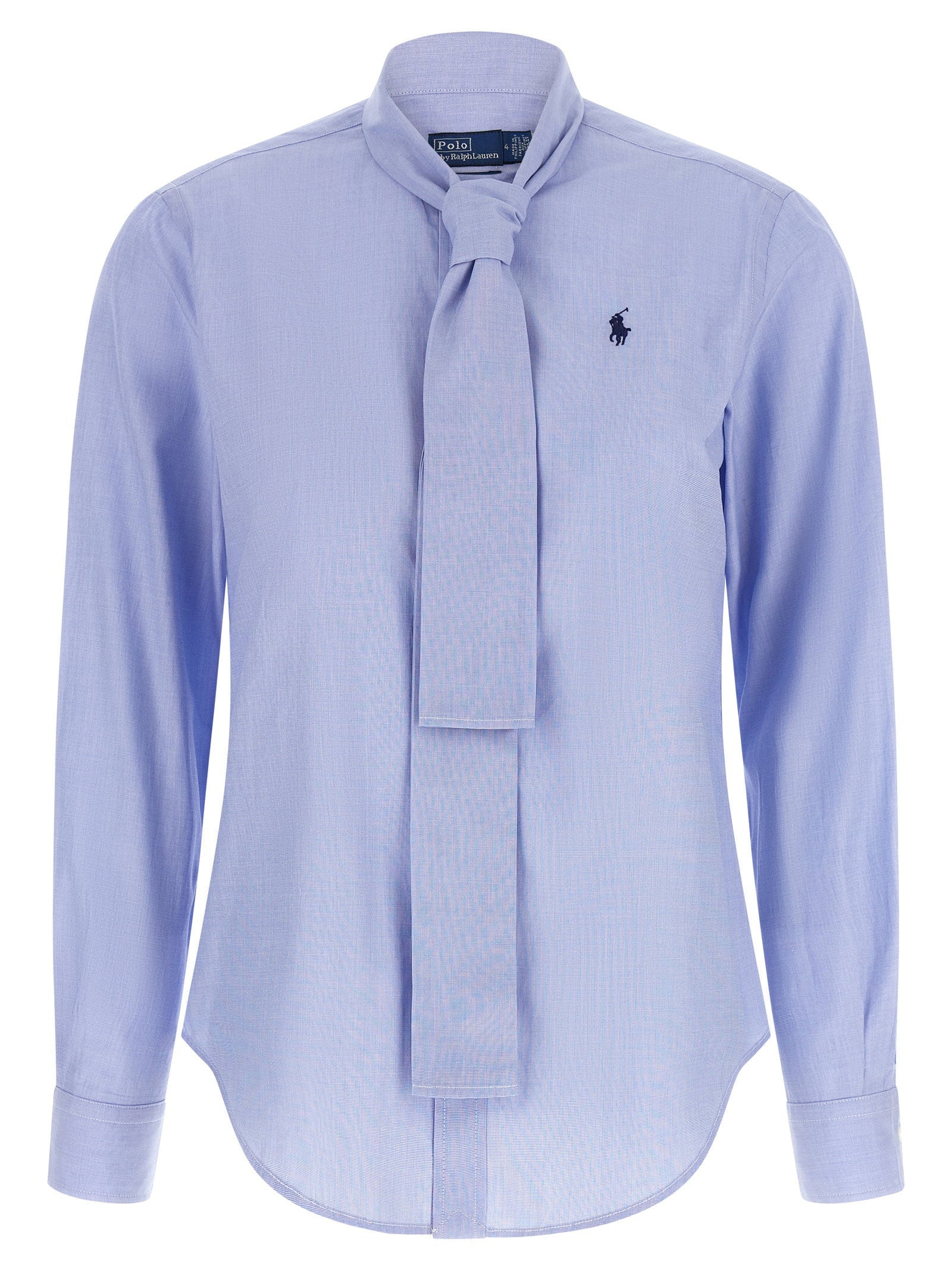 Pure Cotton with Bow Tie Detail Shirt — lavender