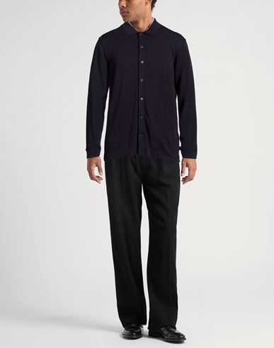 Man Cardigan Midnight blue Size M Cotton, Silk