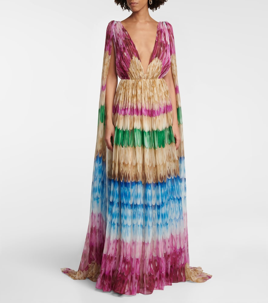 Printed silk gown