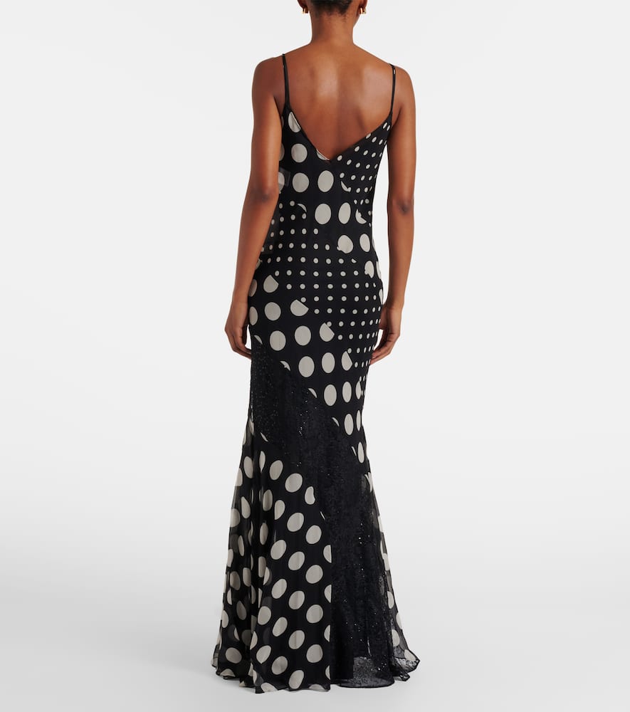 Polka-dot silk maxi dress