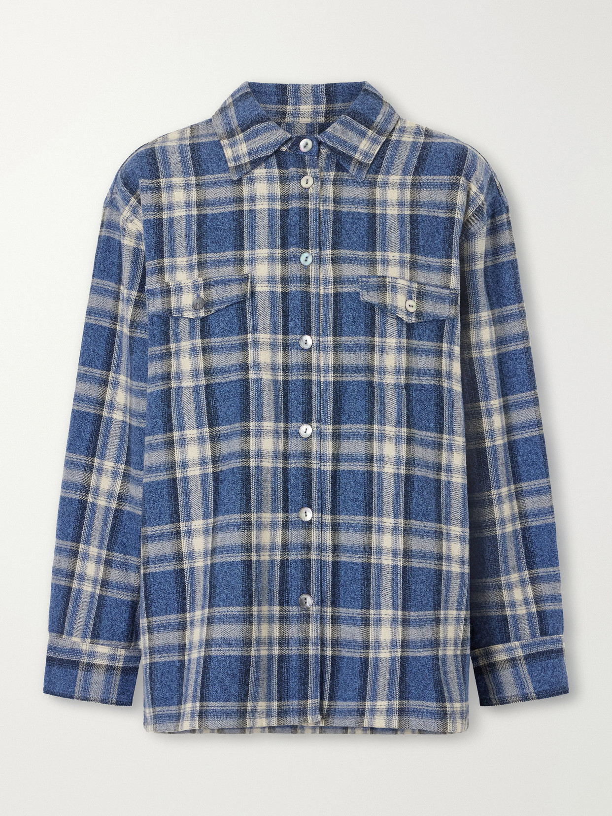 Checked Cotton-flannel Shirt - Blue