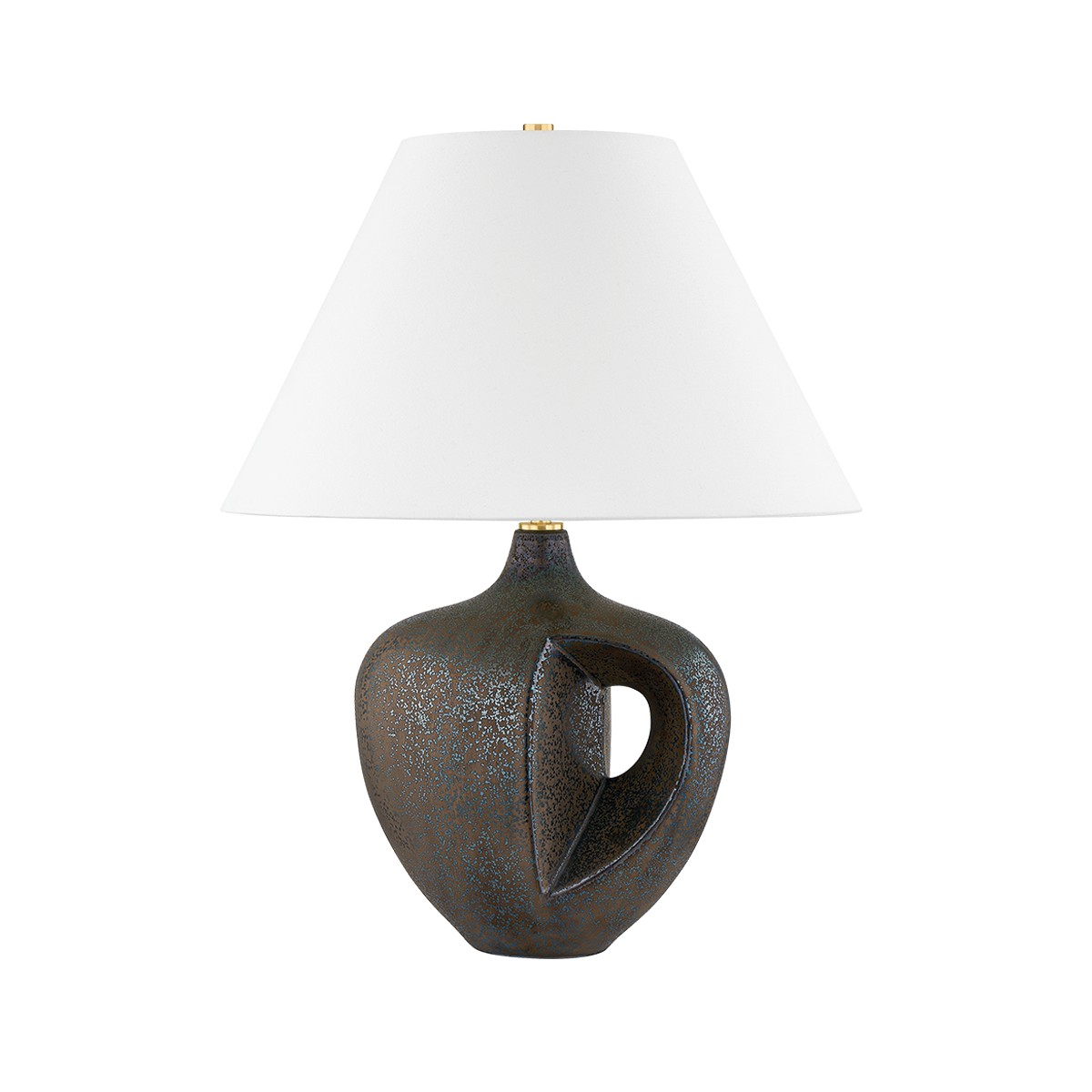 Aged Brass Ceramic Reactive Bronze Table Lamp from the Avenel Collection