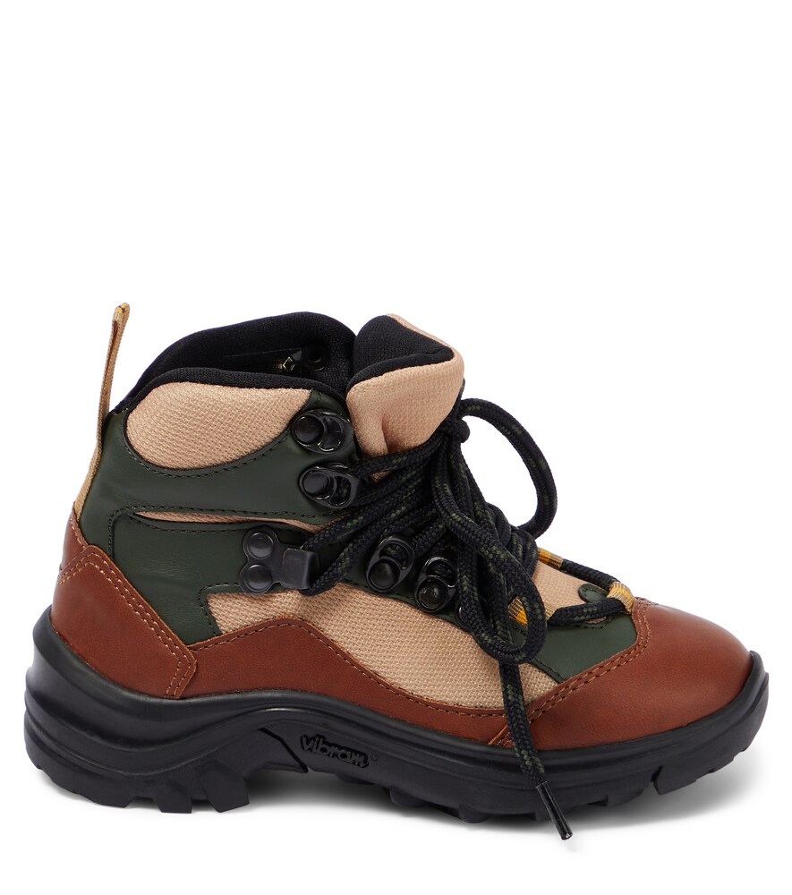 Faux leather and mesh boots