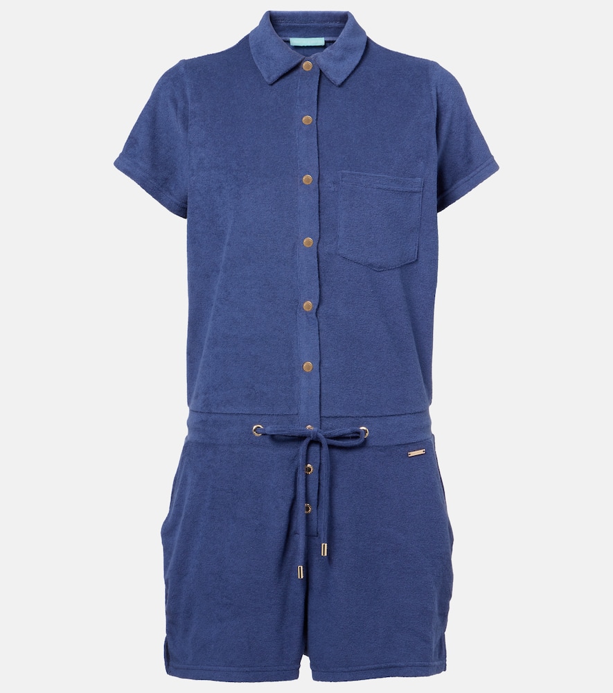 Border cotton-blend playsuit