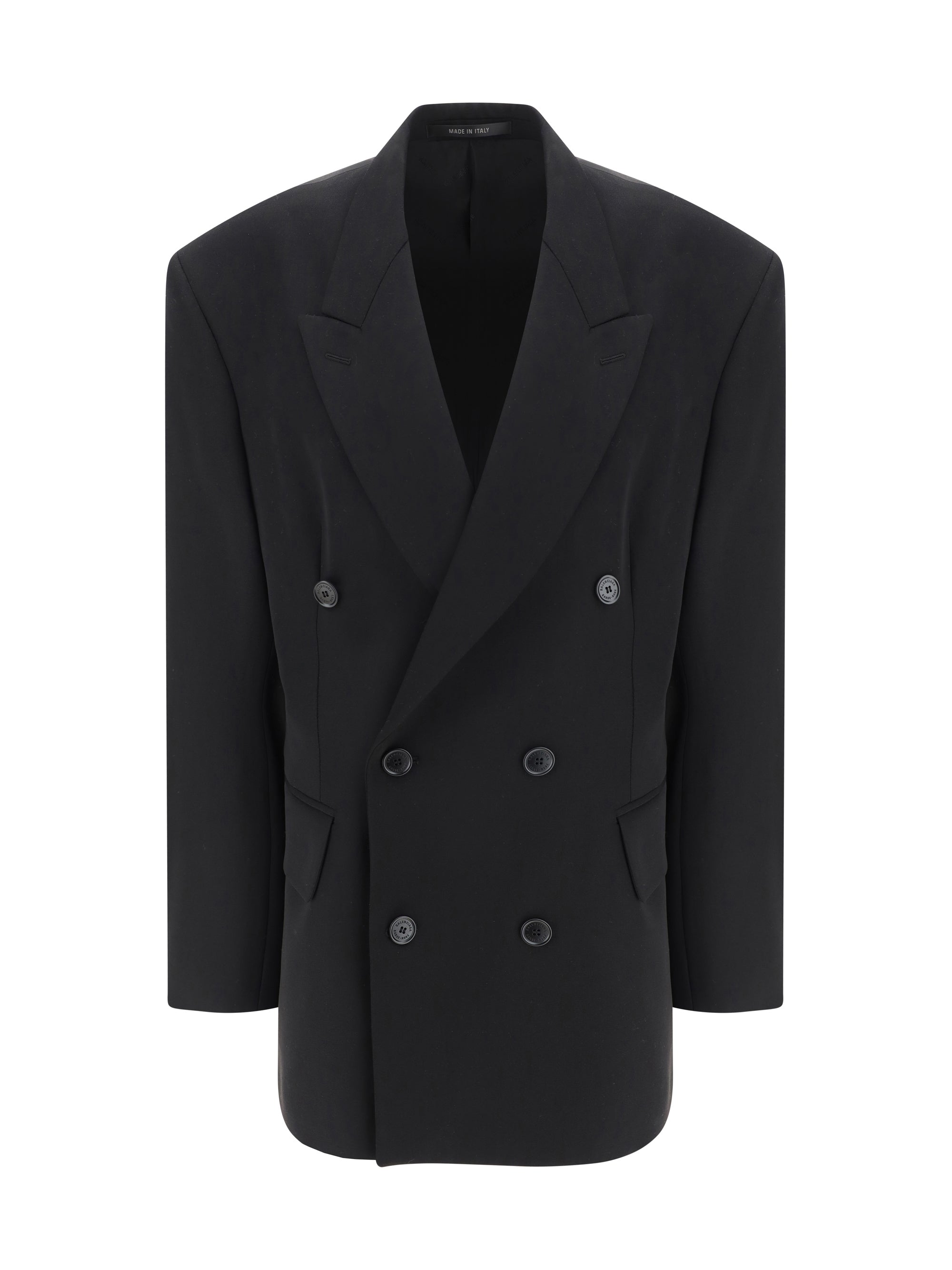 Double-Breasted Wool Blazer — Black