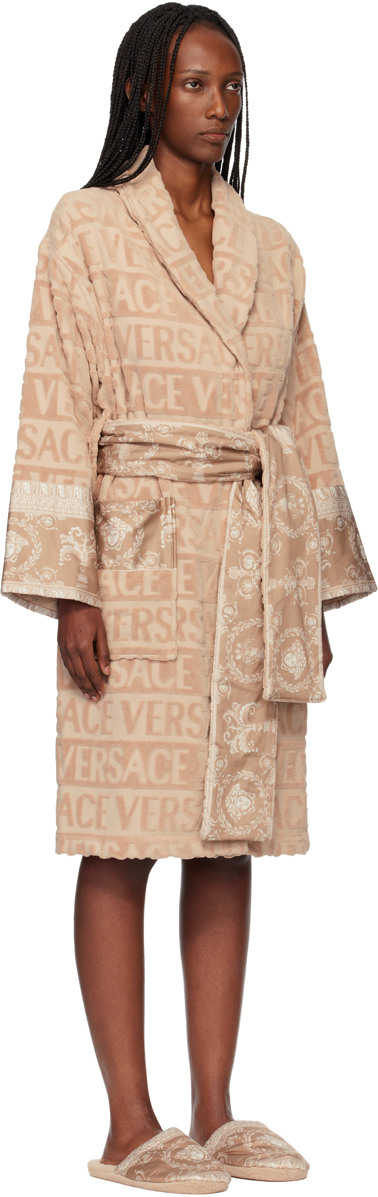 Beige 'I Heart Baroque' Bathrobe
