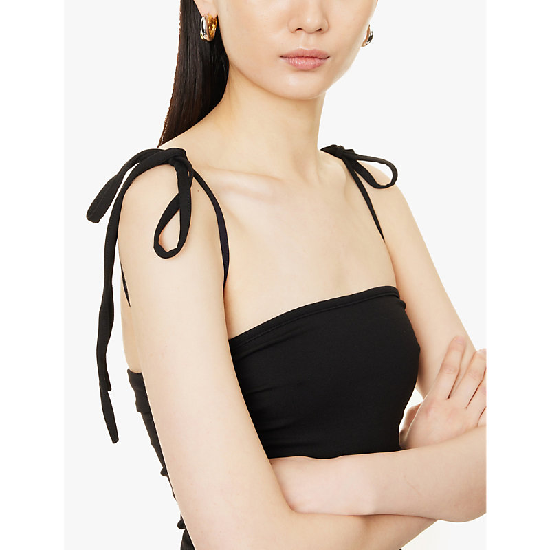 Womens Black Alexa Puffball Stretch-woven Mini Dress