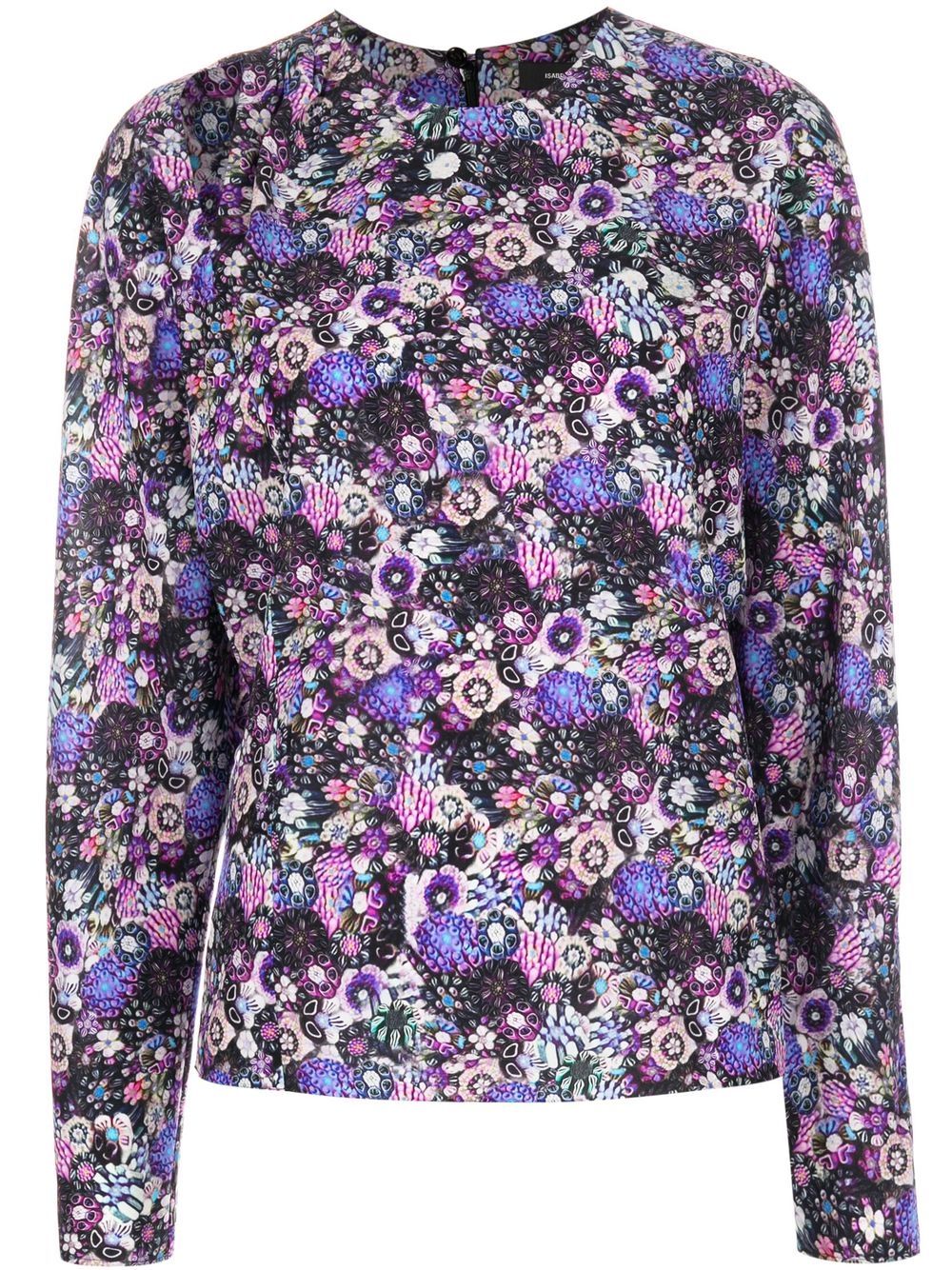 Floral-print stretch-silk blouse - Purple