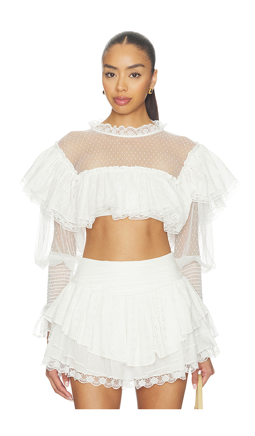 For Love & Lemons Beckett Crop Top in White. S. Also in XS