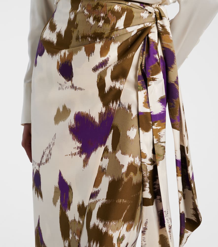 Dritto printed silk wrap skirt