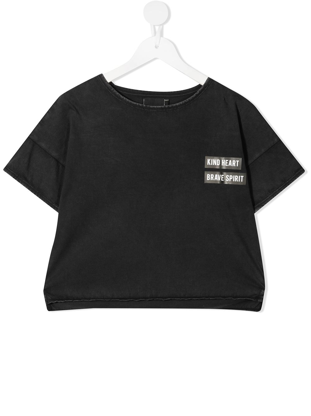 Slogan print cropped T-shirt - Black