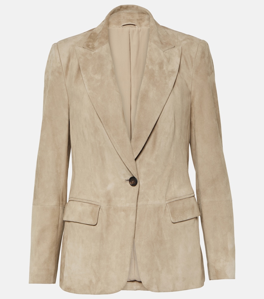 Embellished suede blazer