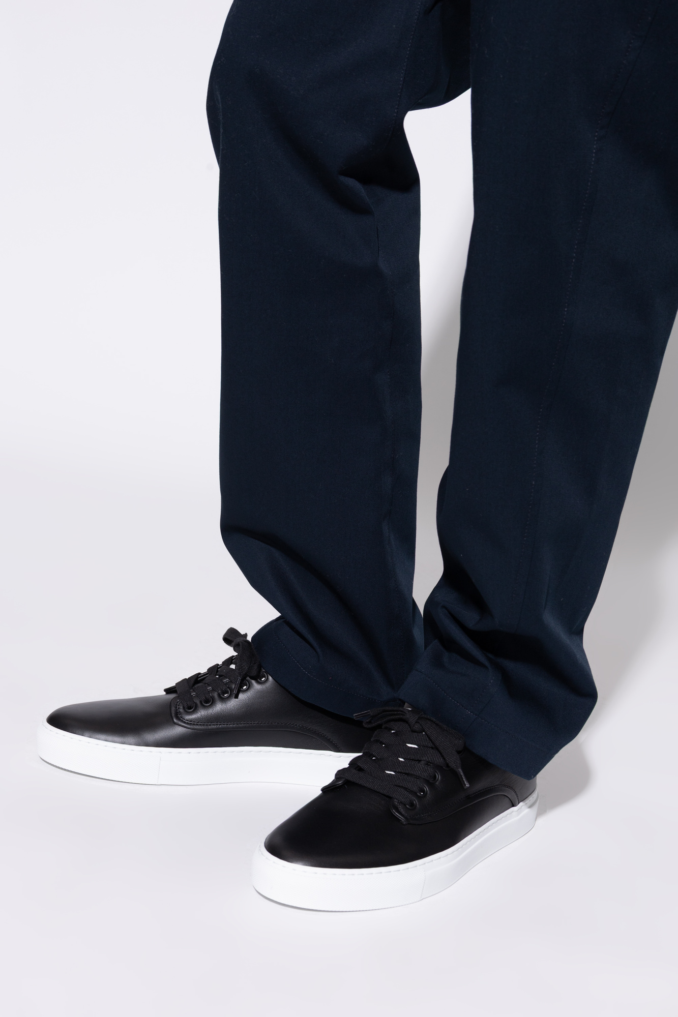 Leather Sports Shoes, Men's, Black