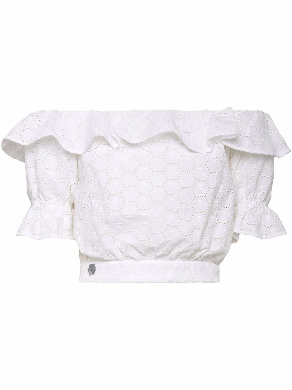 Off-shoulder lace blouse - White