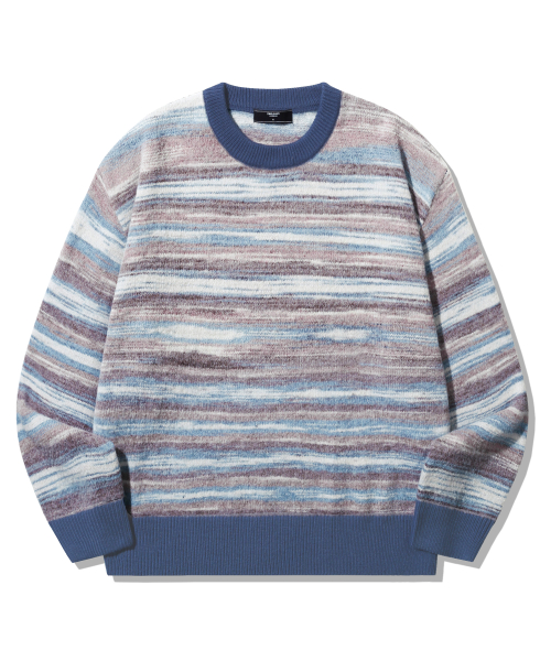 Washable Multi-Color Gradient Crew Neck Knit_Navy