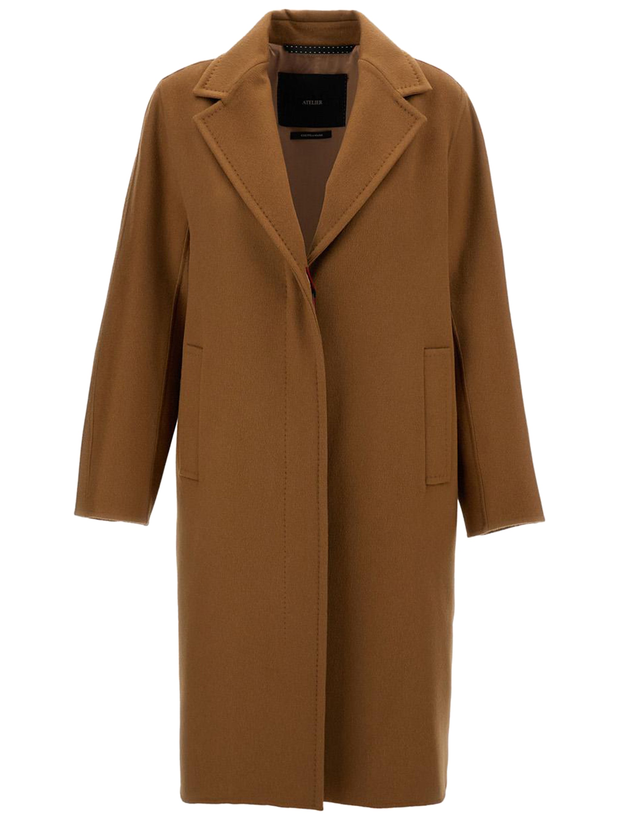 Semi-lined Cashmere Coat with Elegant Trim for Women