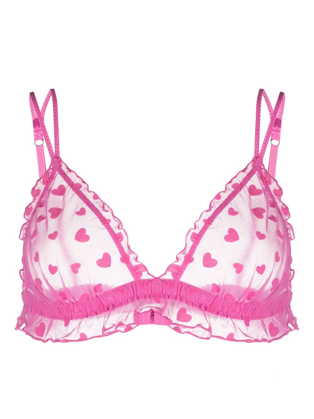 Heart-print semi-sheer bralette - Pink