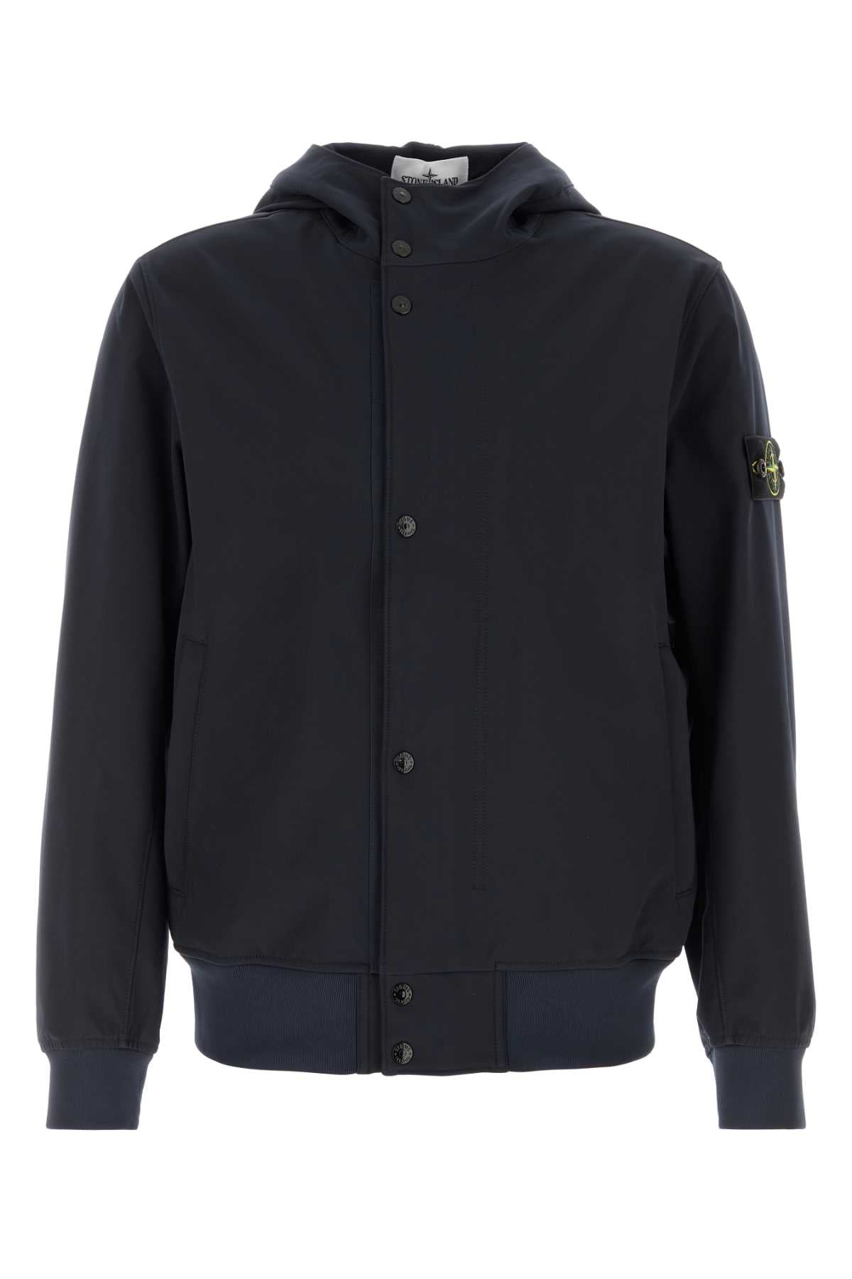 Button-Front Nylon Jacket — Navy