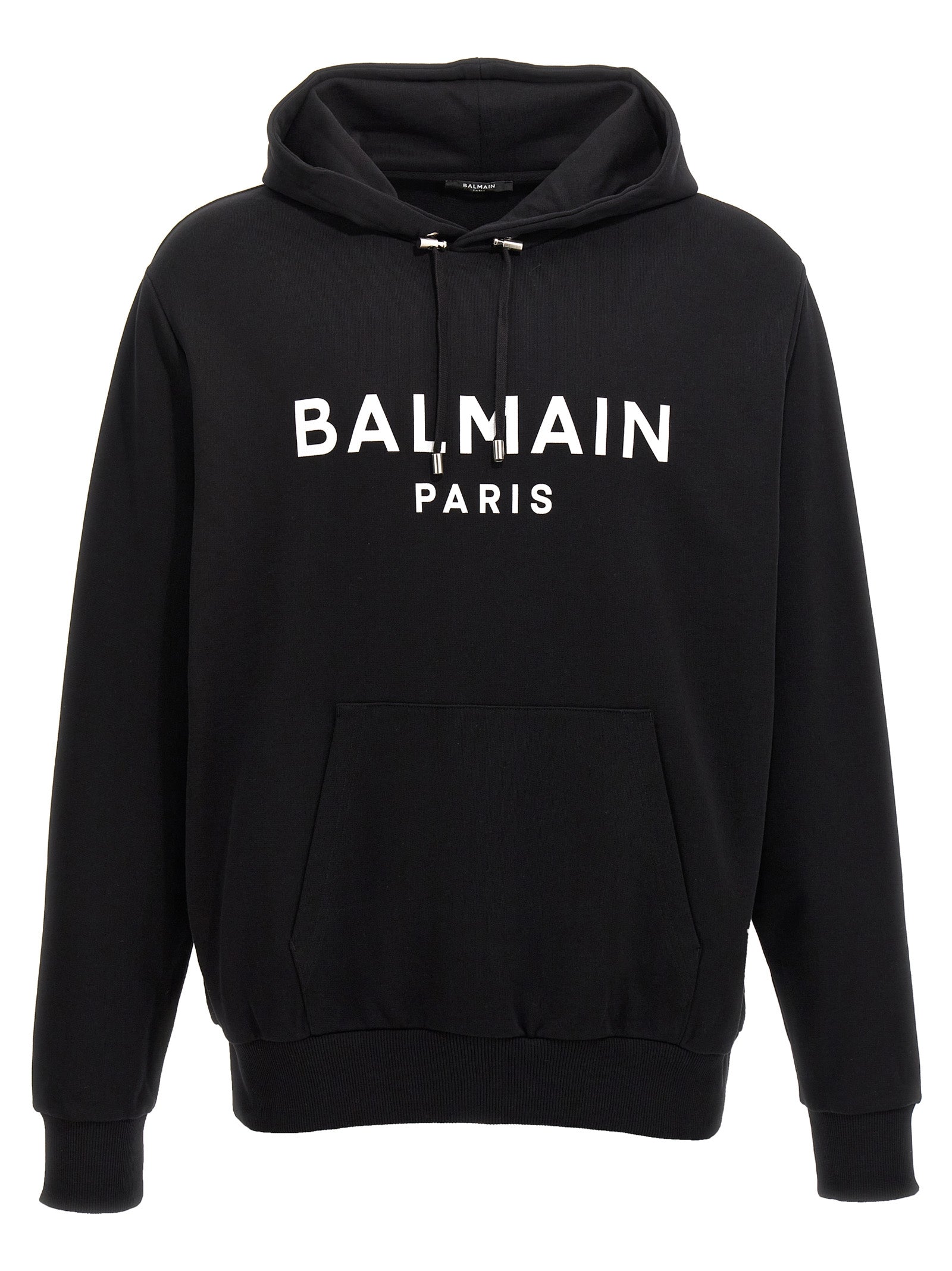 Logo-Print Cotton Hoodie — Black